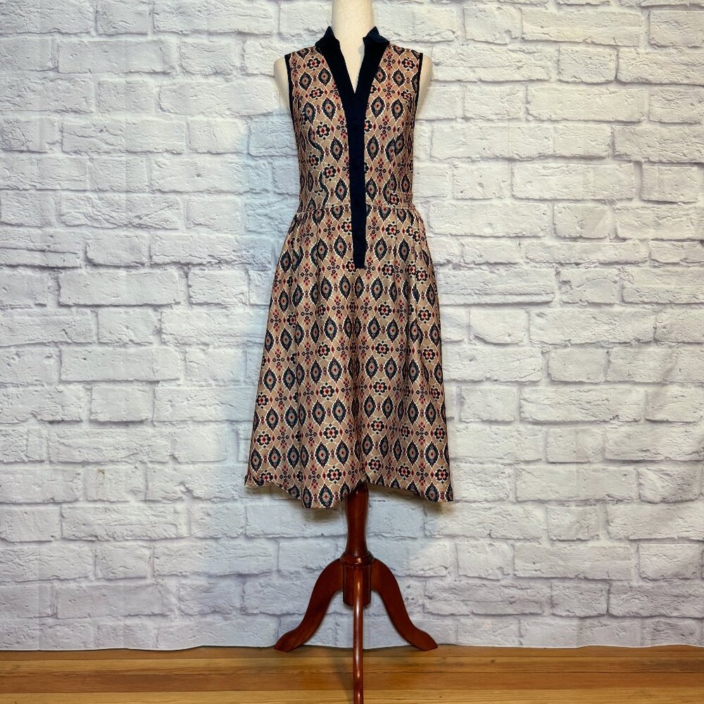 eShakti Tan Neoprene Aztec Print Tunic Dress - Picture 1 of 6